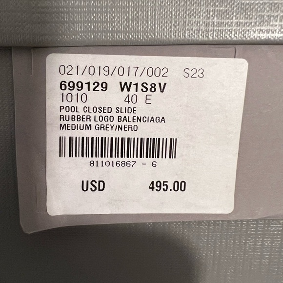 New never used Balenciaga Pool Closed Slides grey size 40 - Picture 3 of 3